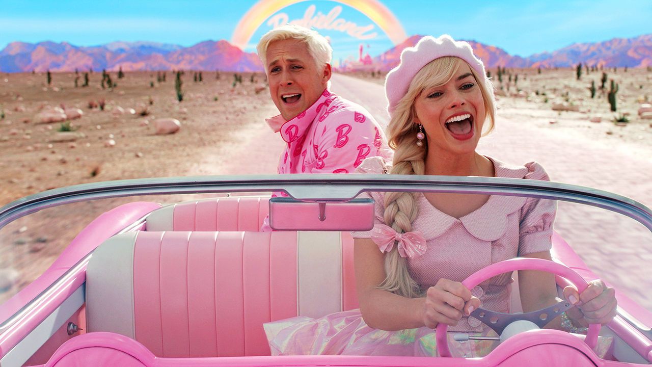 Ryan Gosling and Margot Robbie in a filmstill from Barbie