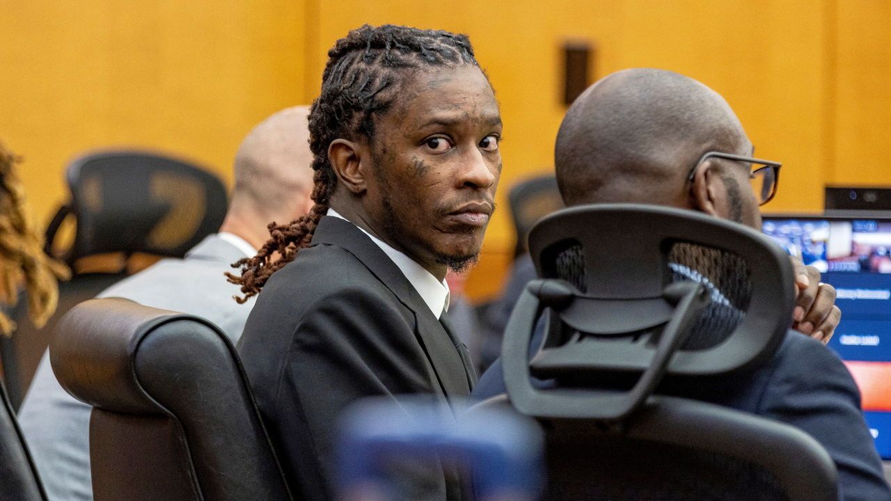 FILE - Atlanta rapper Young Thug, whose real name is Jeffery Williams, makes his first appearance at the Fulton County c